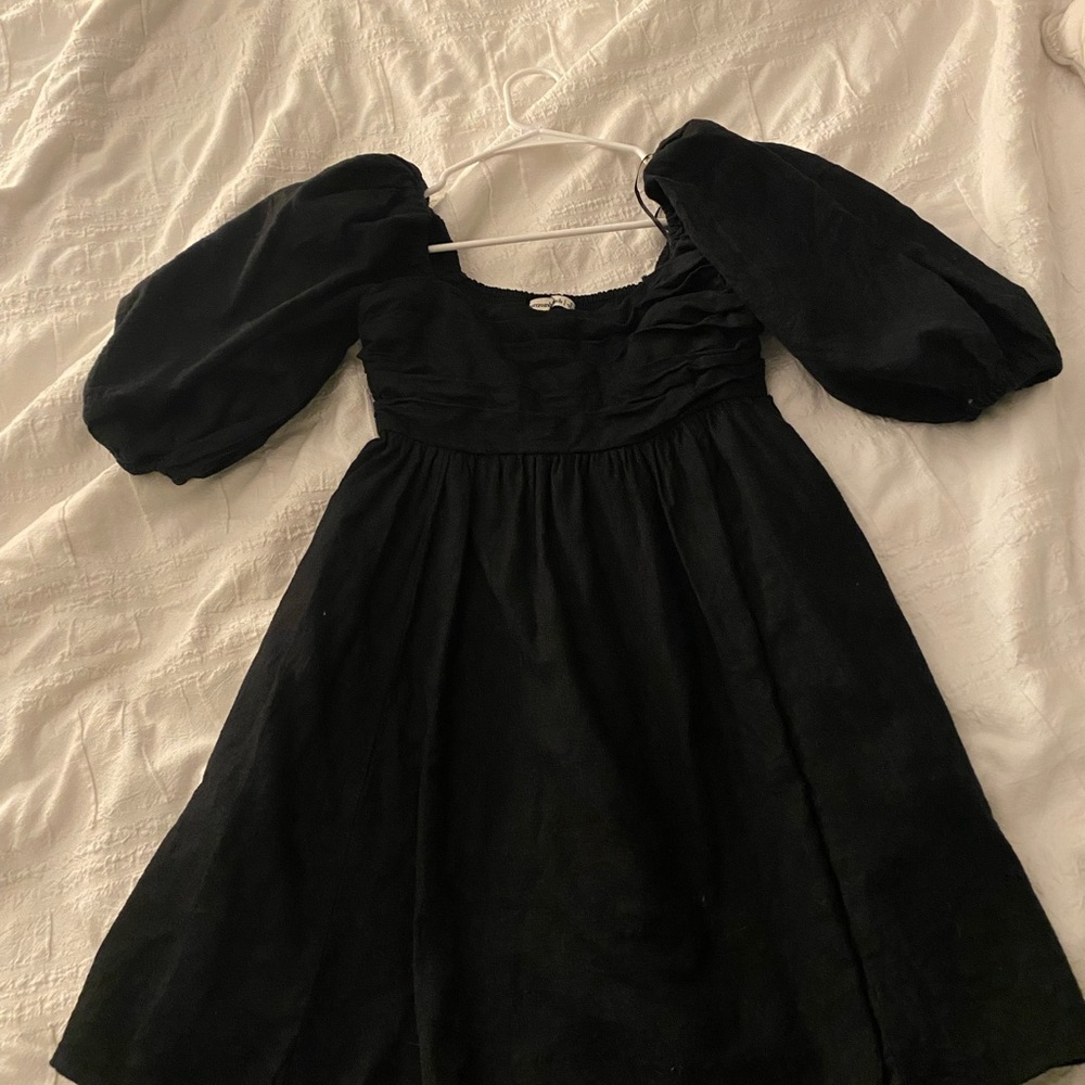 Abercrombie Emerson Linen Puff-Sleeve Mini Dress